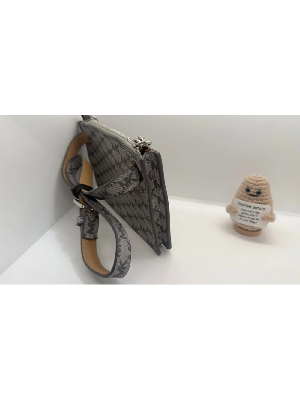 Michael Kors Gray MK Signature Chain-Handle